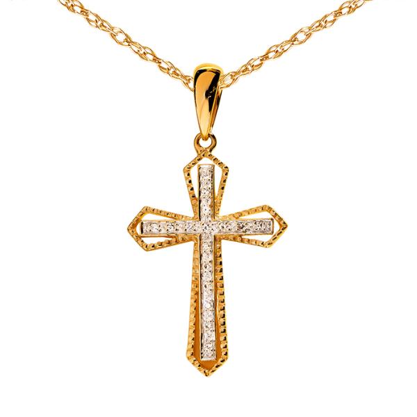 Декоративный крестик из красного золота с бриллиантами